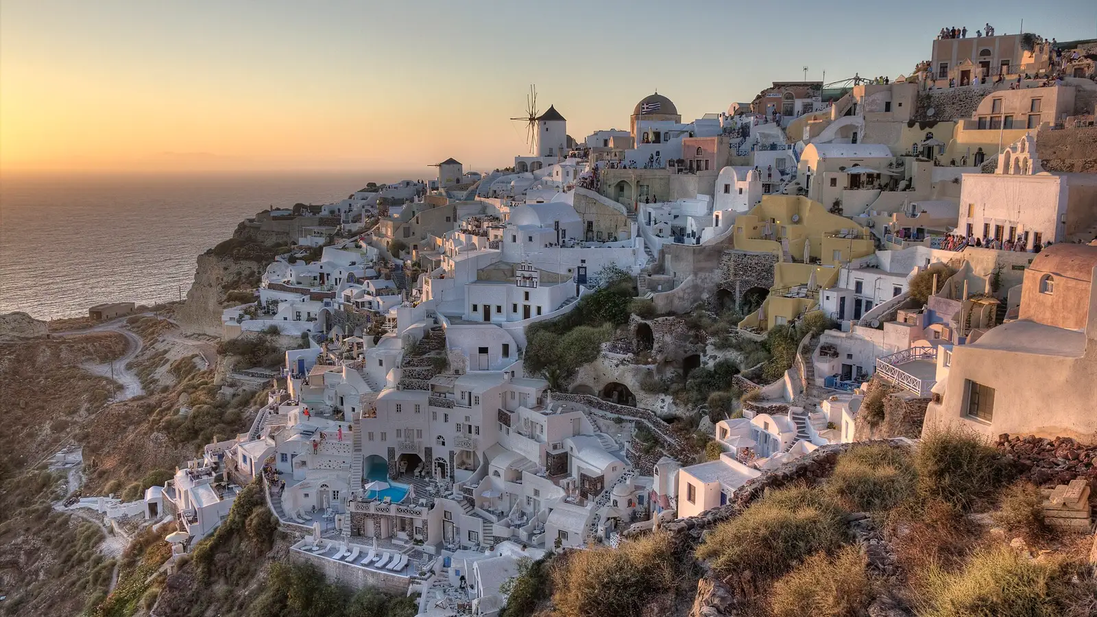 Sunset in Oia, Santorini — a top destination to use a Tesim travel eSIM